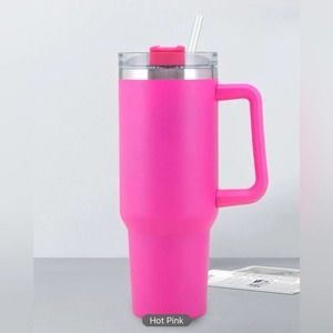 NEW! Hot pink 40 Oz stainless steel tumbler with straw
